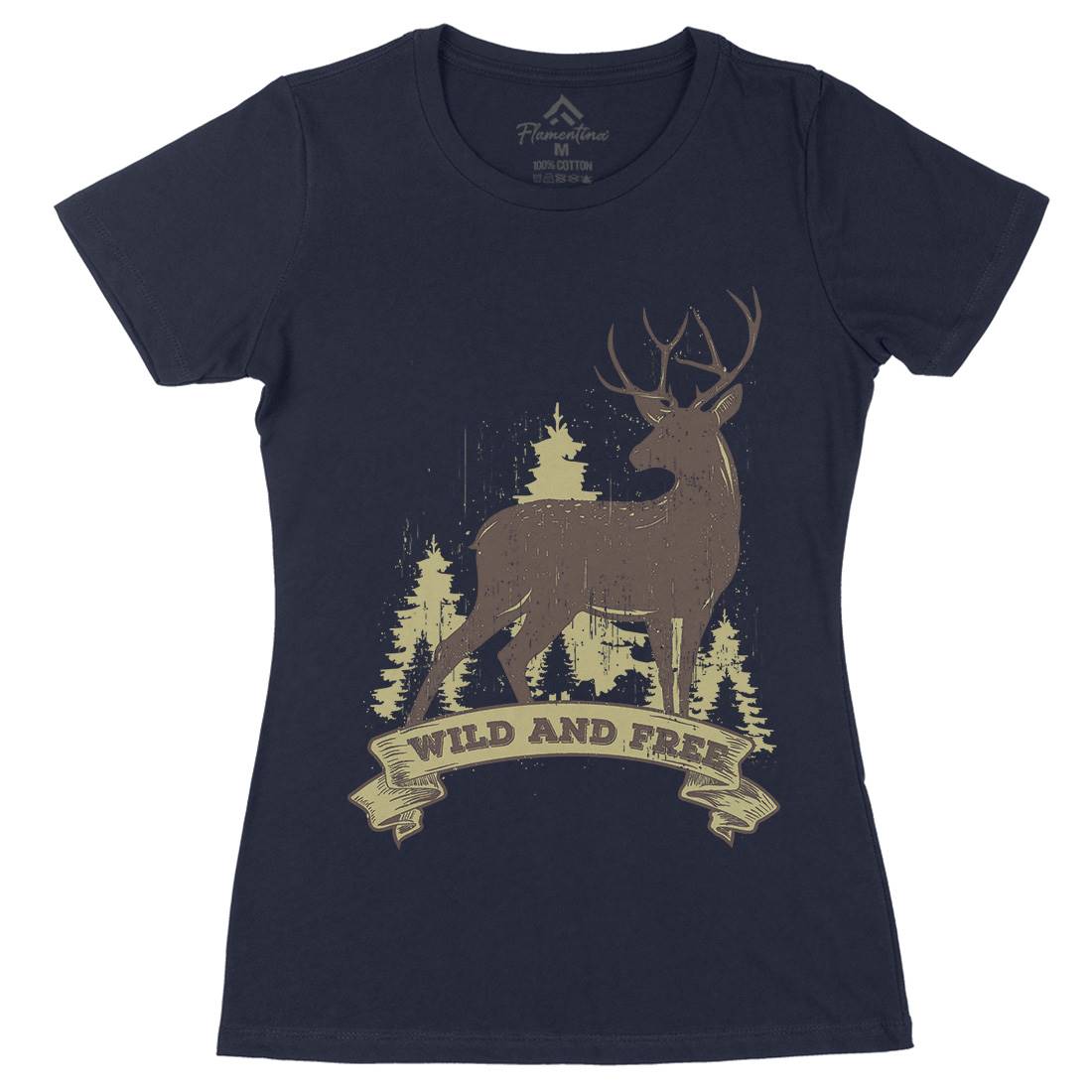 Deer Womens Organic Crew Neck T-Shirt Animals B704