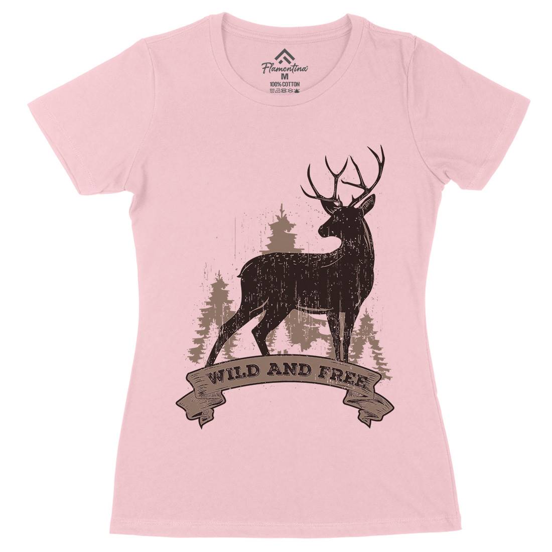Deer Womens Organic Crew Neck T-Shirt Animals B704