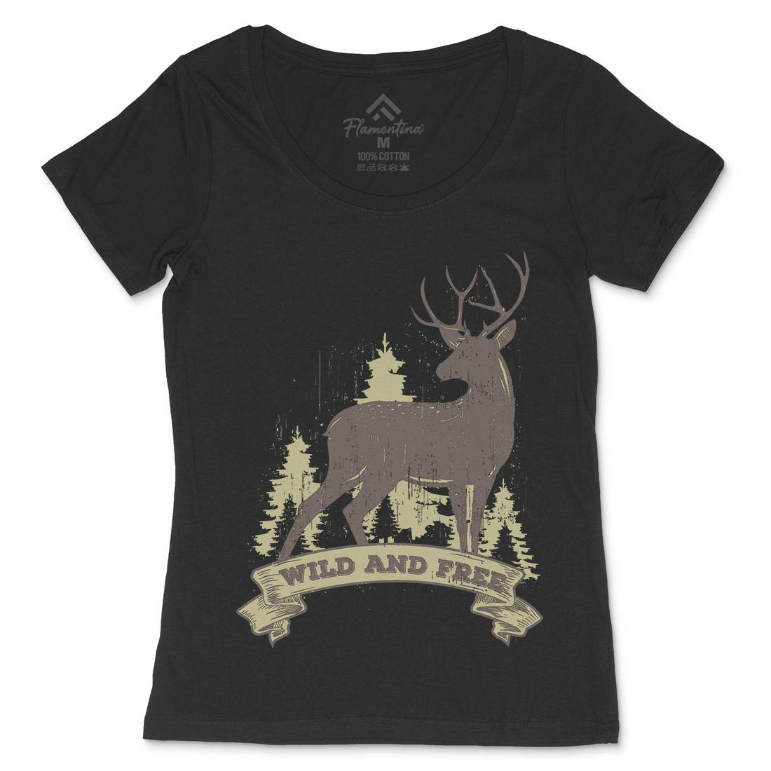 Deer Womens Scoop Neck T-Shirt Animals B704