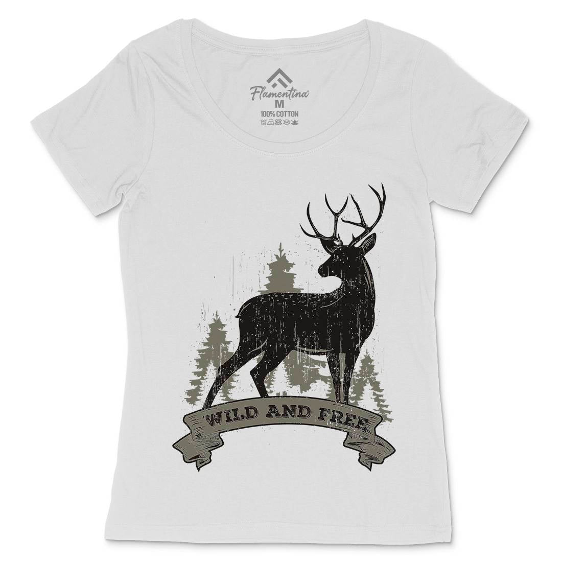 Deer Womens Scoop Neck T-Shirt Animals B704