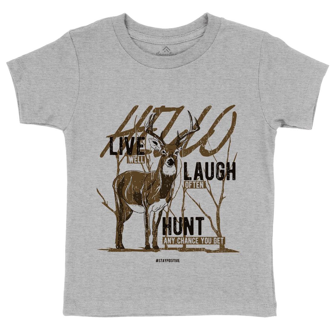 Deer Live Laugh Kids Organic Crew Neck T-Shirt Animals B705