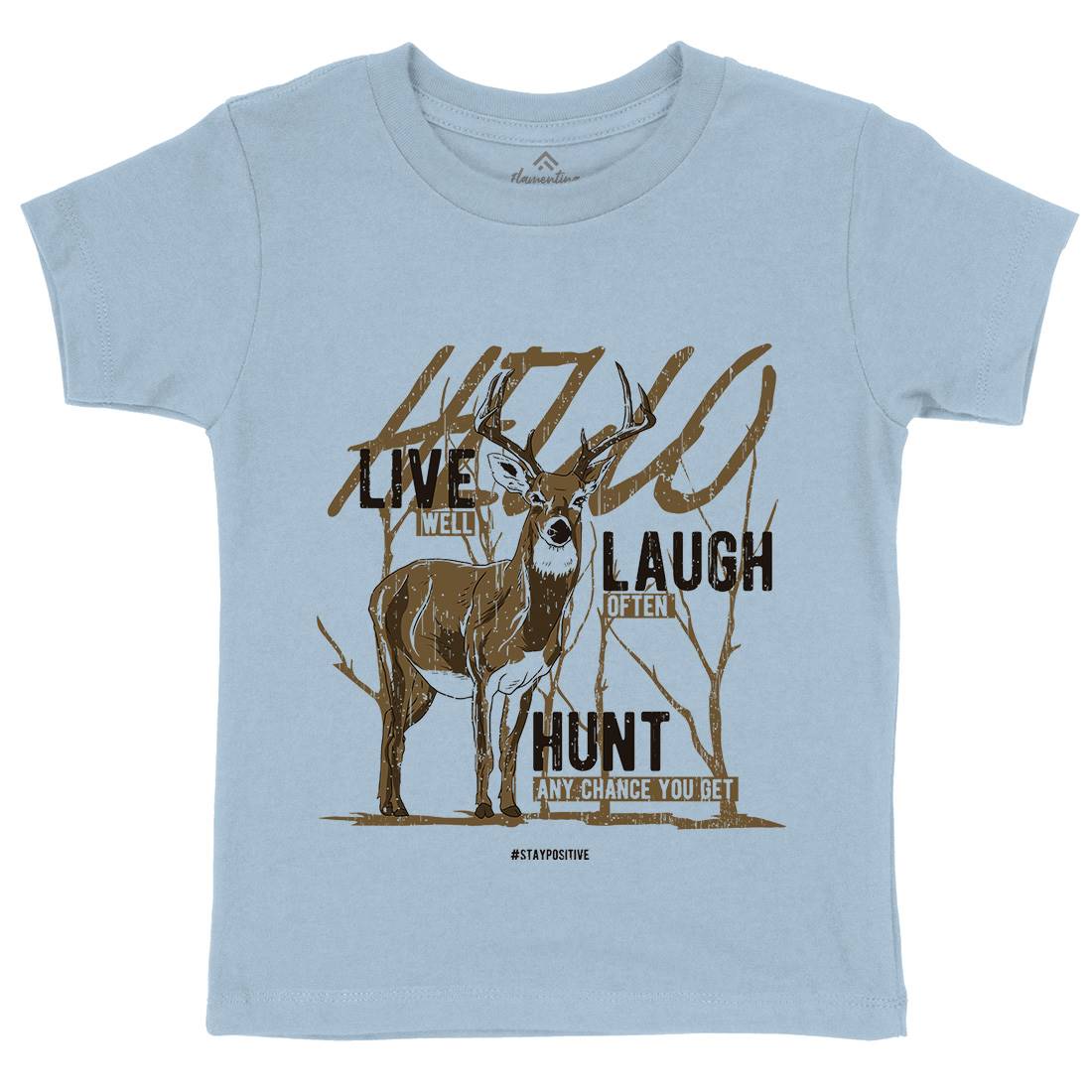 Deer Live Laugh Kids Crew Neck T-Shirt Animals B705
