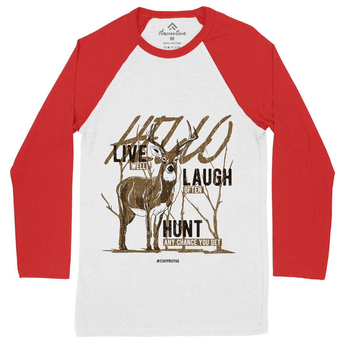 Deer Live Laugh Mens Long Sleeve Baseball T-Shirt Animals B705