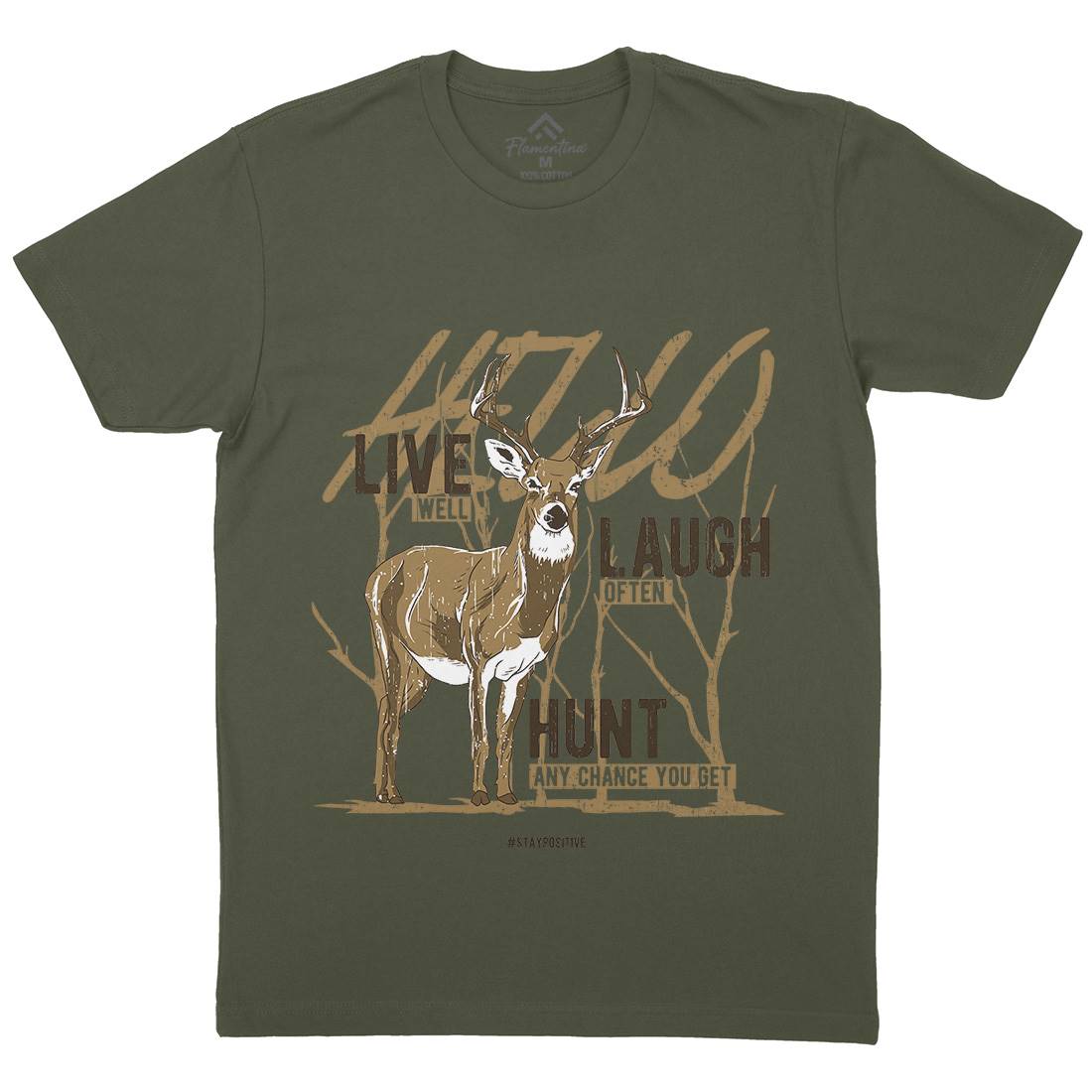 Deer Live Laugh Mens Crew Neck T-Shirt Animals B705