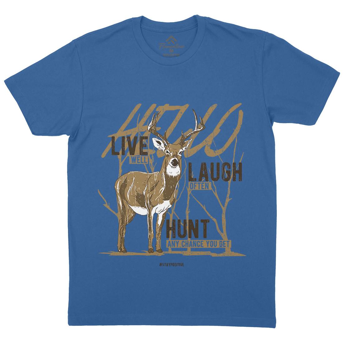 Deer Live Laugh Mens Organic Crew Neck T-Shirt Animals B705