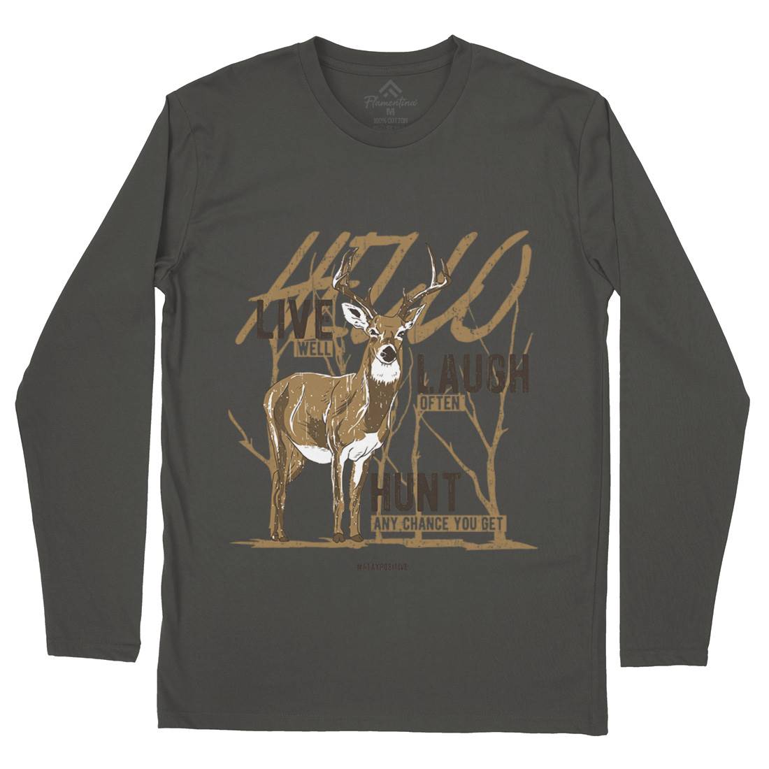 Deer Live Laugh Mens Long Sleeve T-Shirt Animals B705