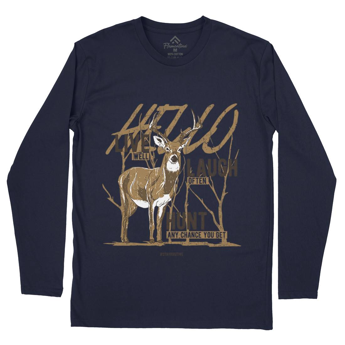 Deer Live Laugh Mens Long Sleeve T-Shirt Animals B705
