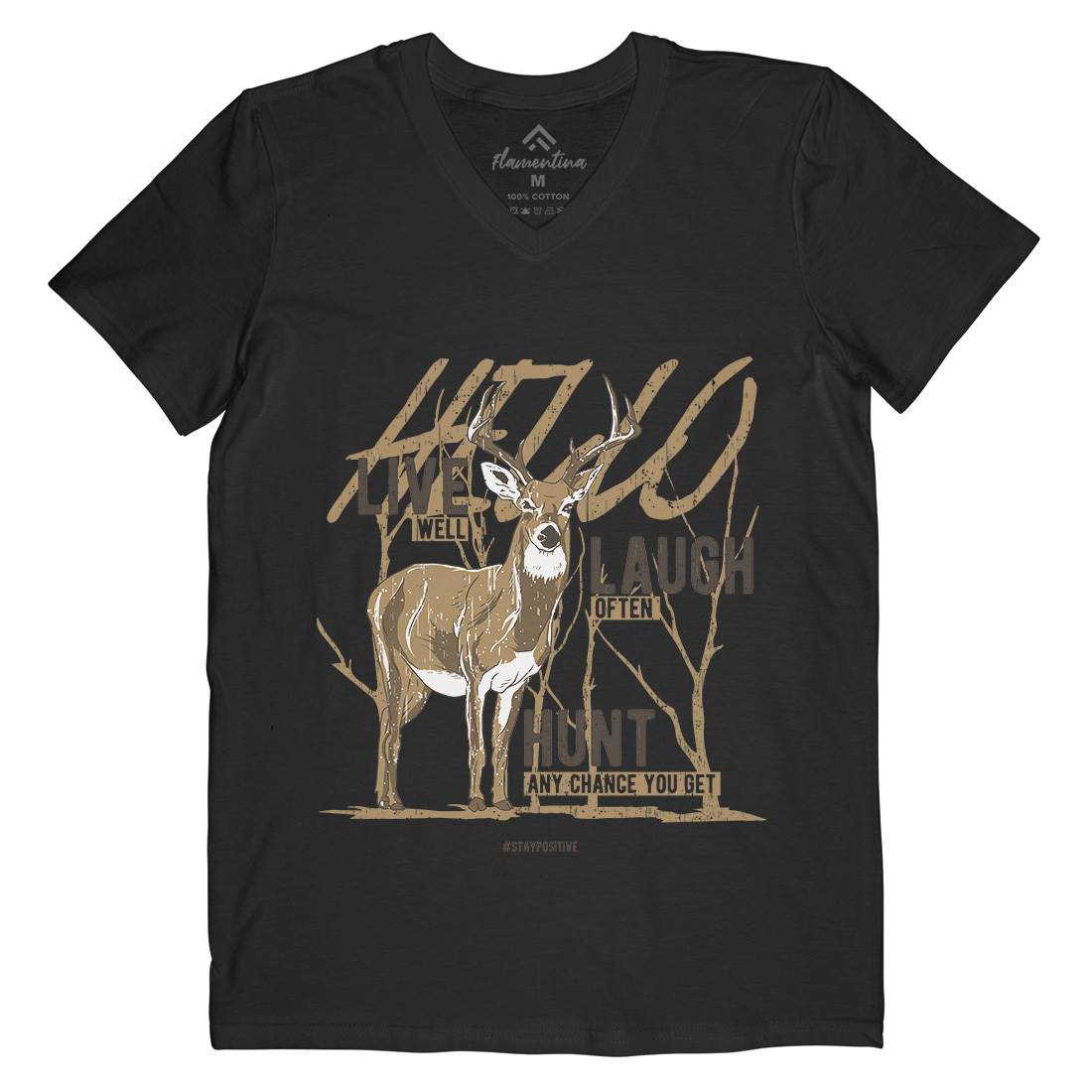Deer Live Laugh Mens V-Neck T-Shirt Animals B705