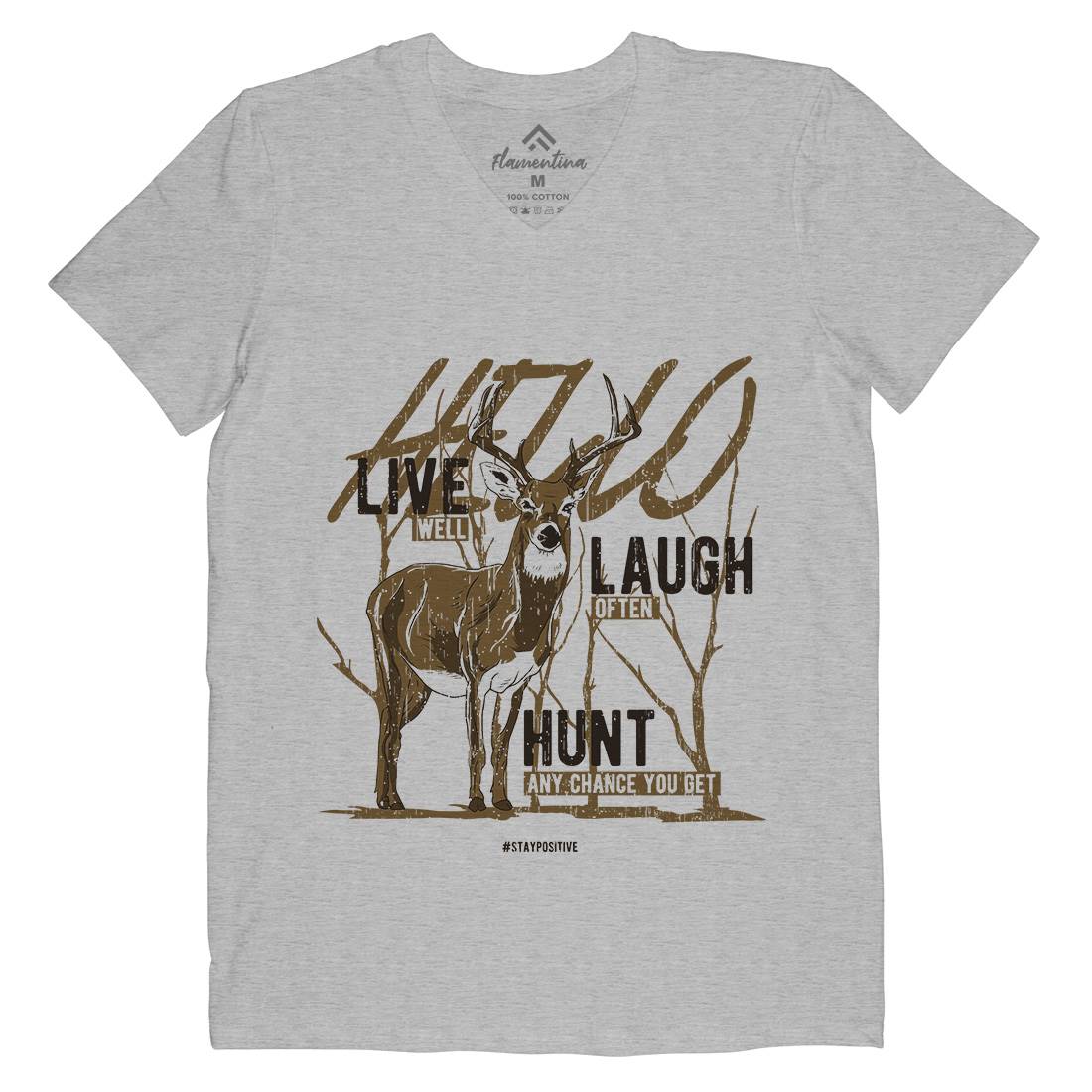 Deer Live Laugh Mens Organic V-Neck T-Shirt Animals B705
