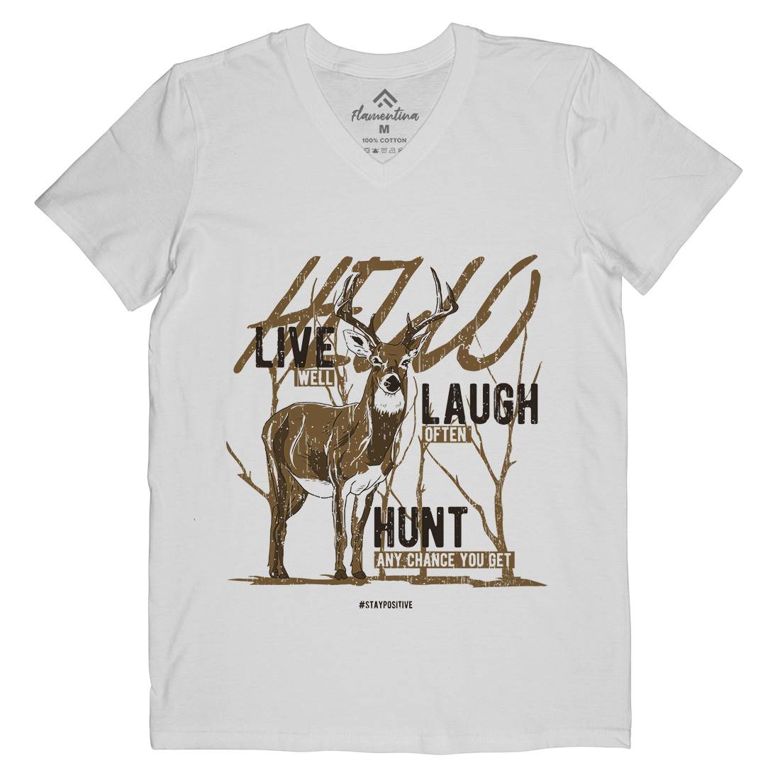 Deer Live Laugh Mens V-Neck T-Shirt Animals B705