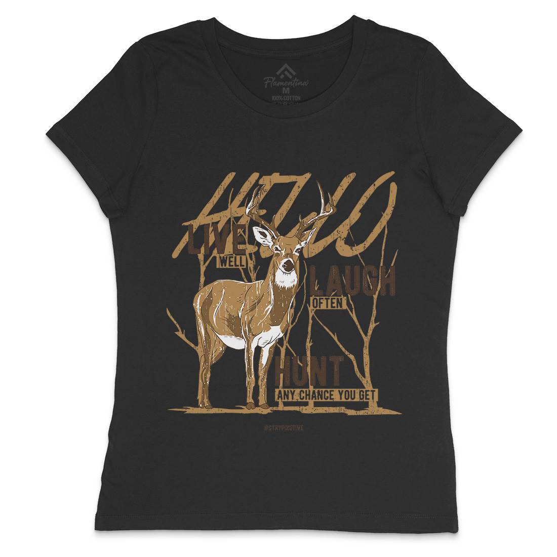 Deer Live Laugh Womens Crew Neck T-Shirt Animals B705