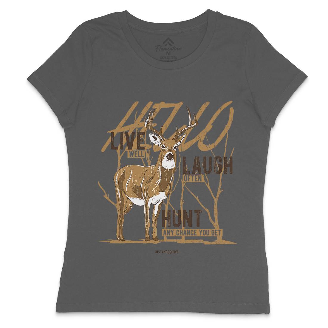 Deer Live Laugh Womens Crew Neck T-Shirt Animals B705