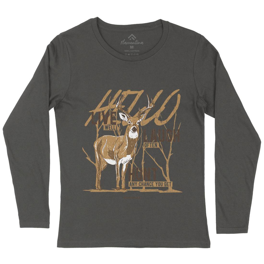 Deer Live Laugh Womens Long Sleeve T-Shirt Animals B705