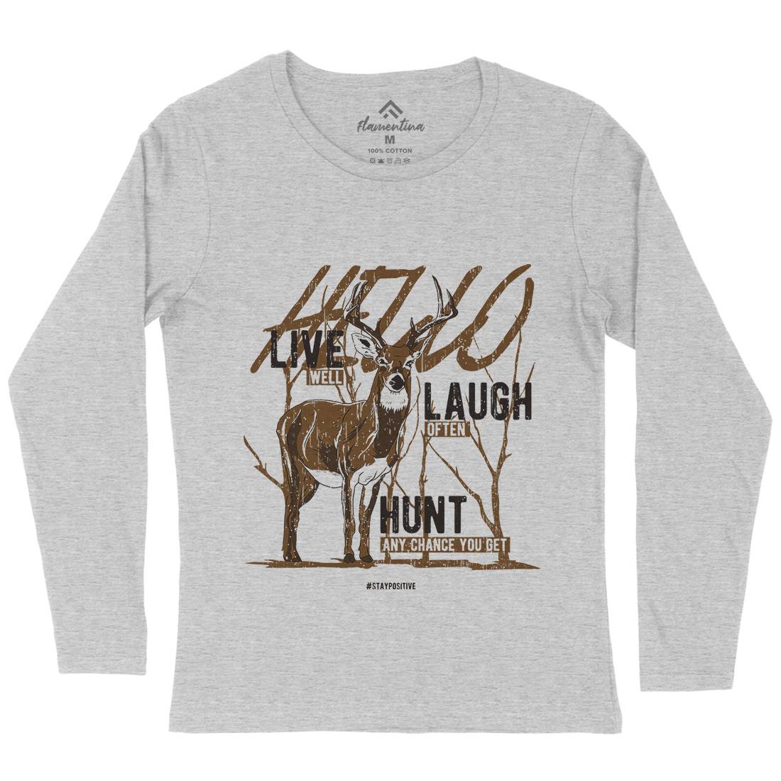 Deer Live Laugh Womens Long Sleeve T-Shirt Animals B705