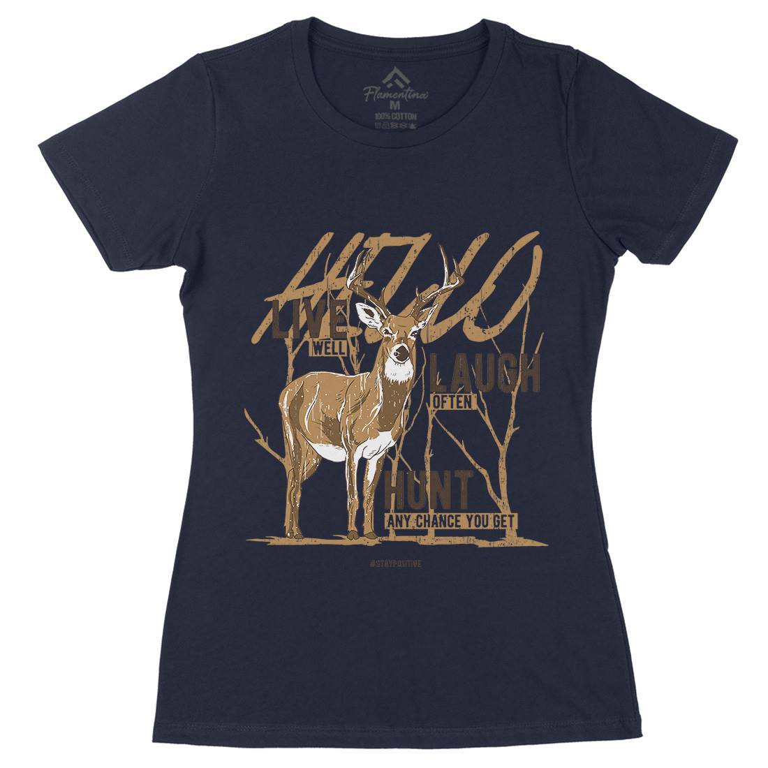 Deer Live Laugh Womens Organic Crew Neck T-Shirt Animals B705