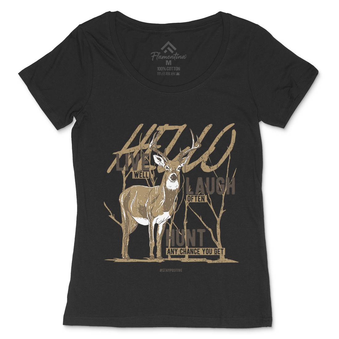 Deer Live Laugh Womens Scoop Neck T-Shirt Animals B705