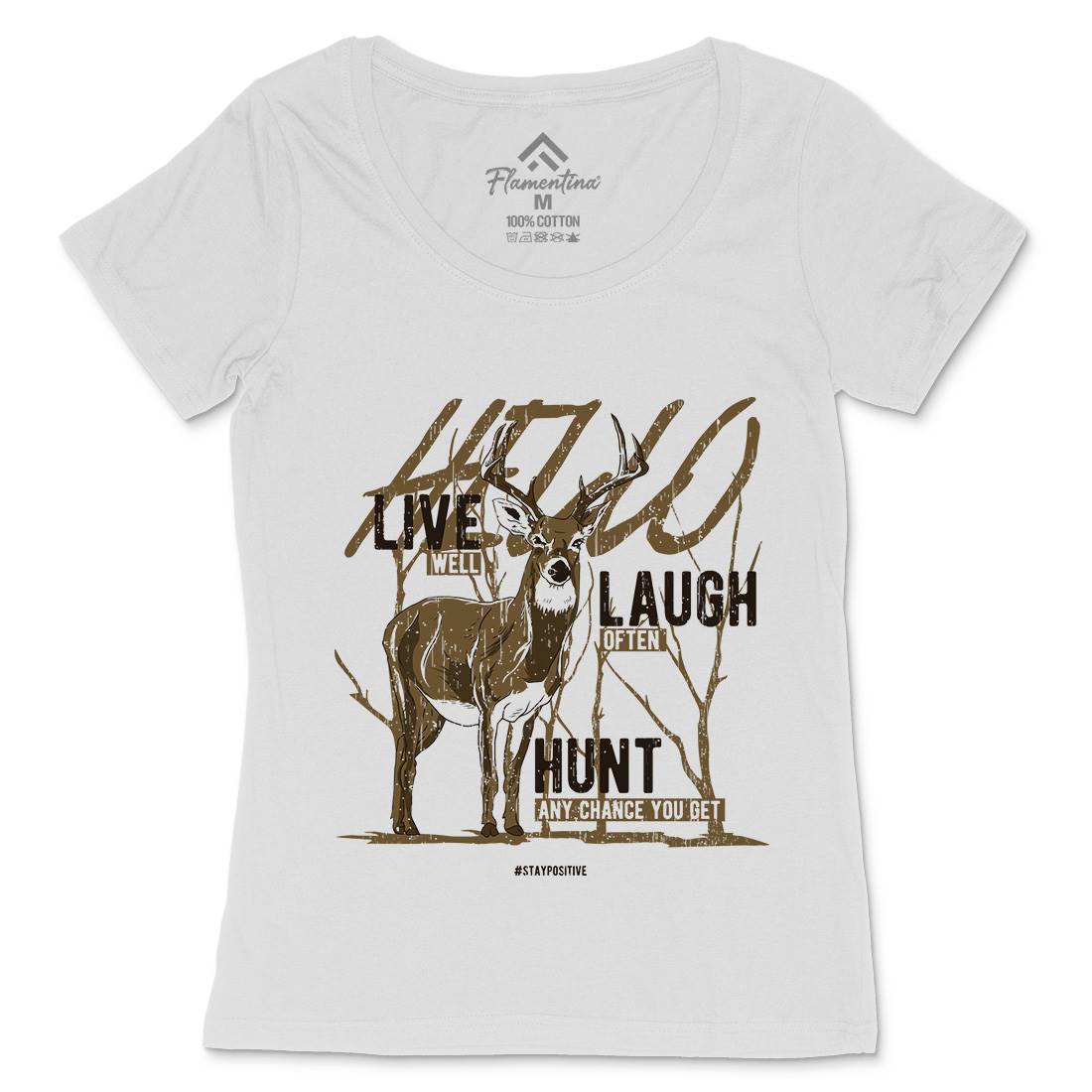 Deer Live Laugh Womens Scoop Neck T-Shirt Animals B705