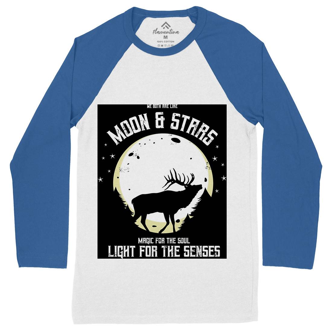 Deer Moon Mens Long Sleeve Baseball T-Shirt Animals B706