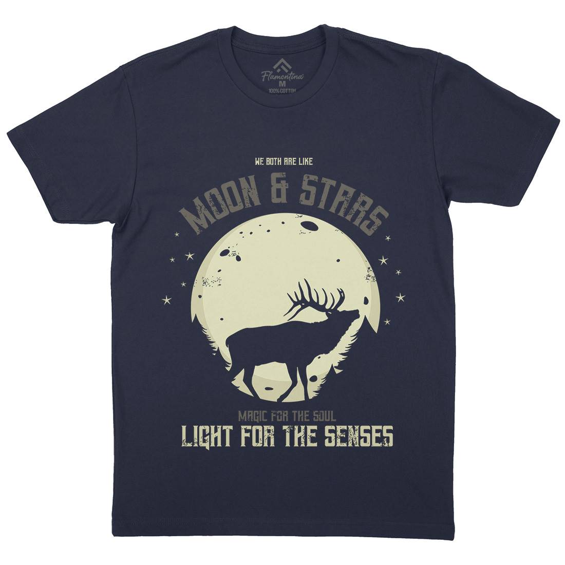 Deer Moon Mens Organic Crew Neck T-Shirt Animals B706
