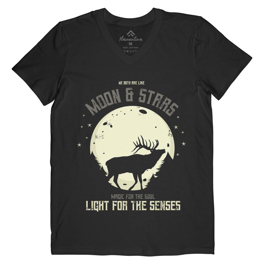 Deer Moon Mens Organic V-Neck T-Shirt Animals B706
