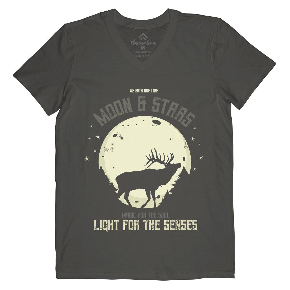 Deer Moon Mens V-Neck T-Shirt Animals B706