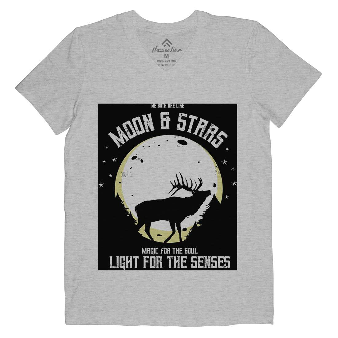 Deer Moon Mens Organic V-Neck T-Shirt Animals B706