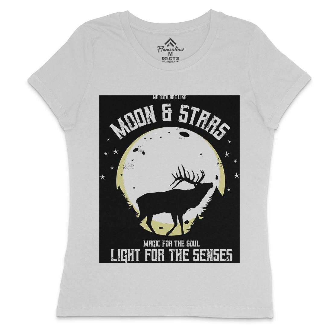 Deer Moon Womens Crew Neck T-Shirt Animals B706