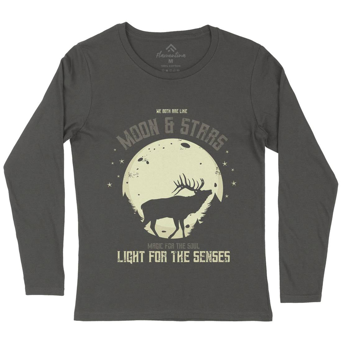 Deer Moon Womens Long Sleeve T-Shirt Animals B706