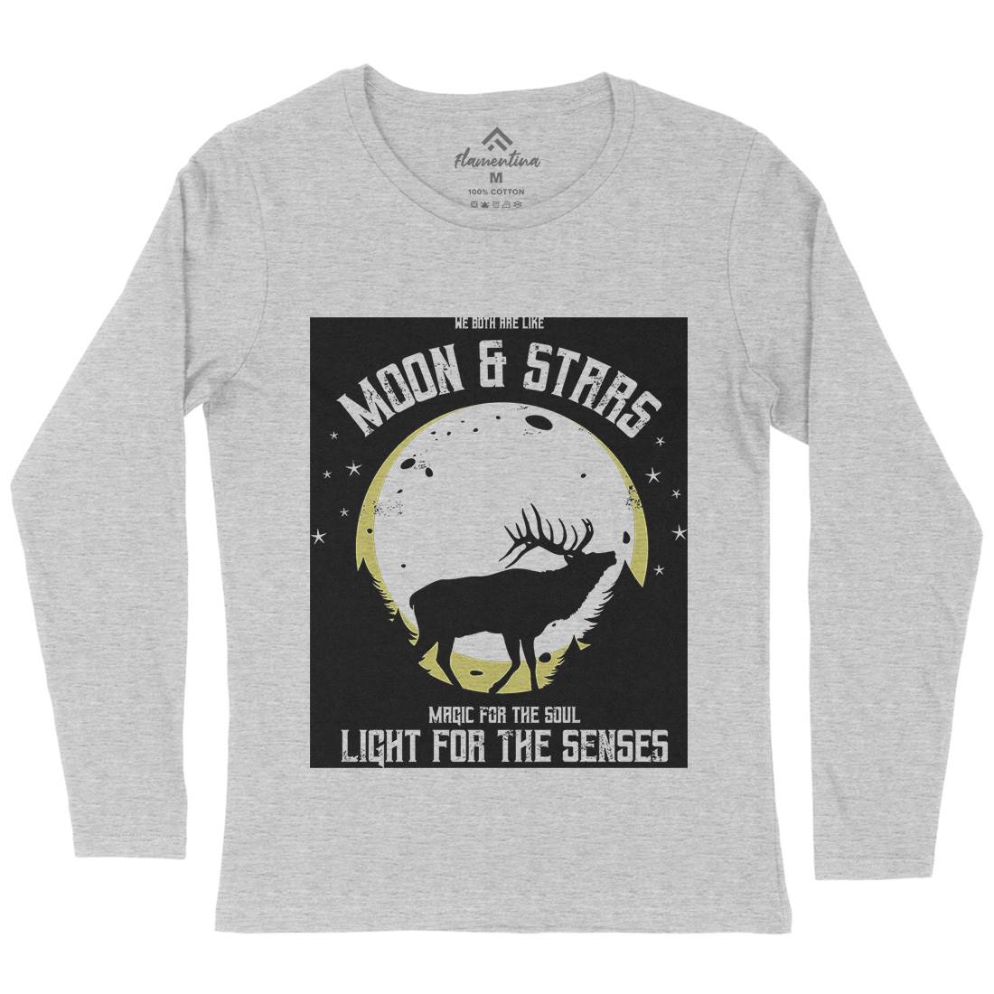 Deer Moon Womens Long Sleeve T-Shirt Animals B706