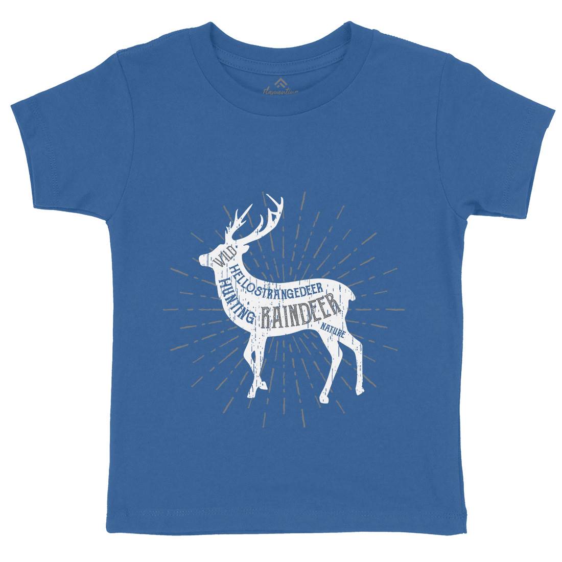 Deer Reindeer Kids Organic Crew Neck T-Shirt Animals B707