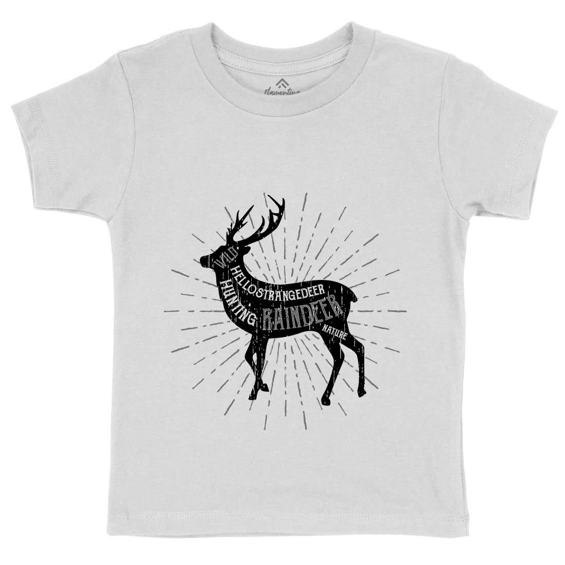 Deer Reindeer Kids Organic Crew Neck T-Shirt Animals B707