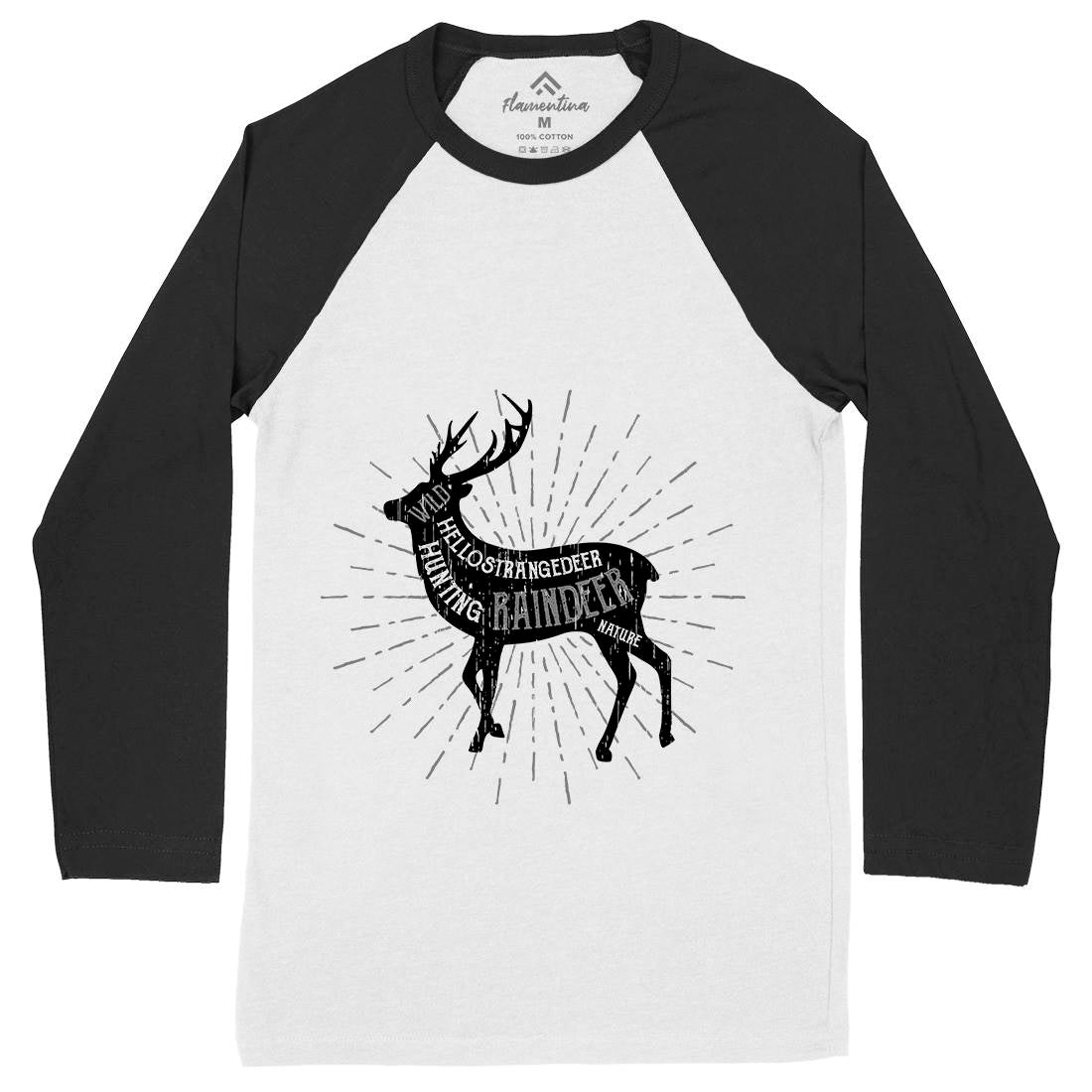 Deer Reindeer Mens Long Sleeve Baseball T-Shirt Animals B707