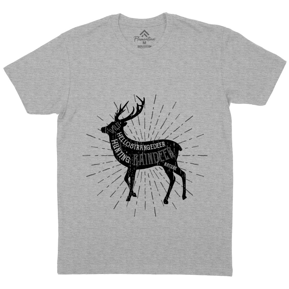 Deer Reindeer Mens Organic Crew Neck T-Shirt Animals B707