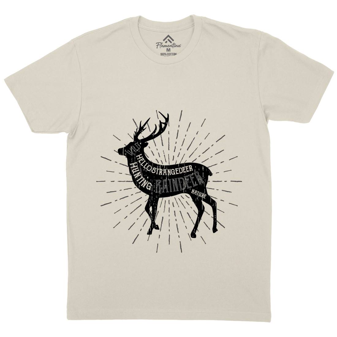 Deer Reindeer Mens Organic Crew Neck T-Shirt Animals B707