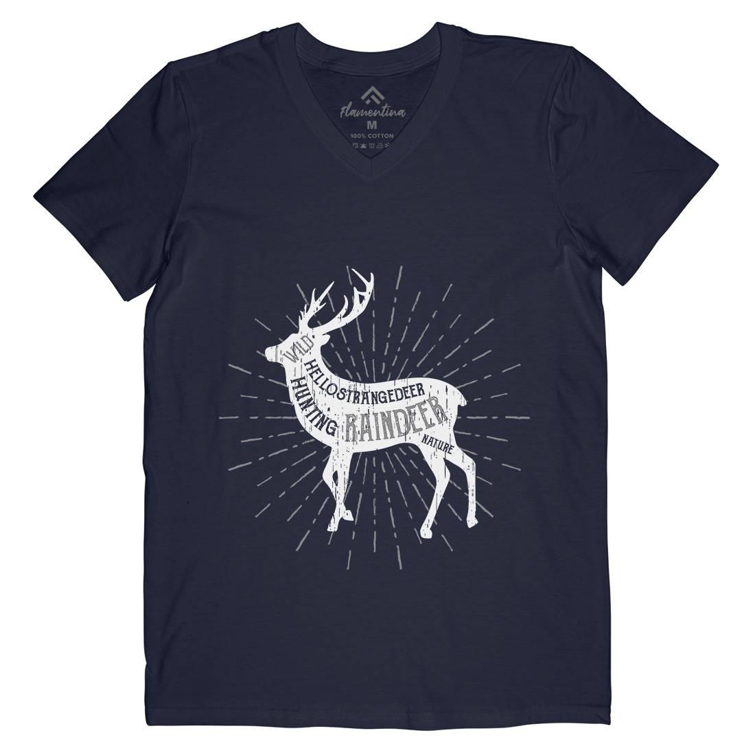 Deer Reindeer Mens Organic V-Neck T-Shirt Animals B707