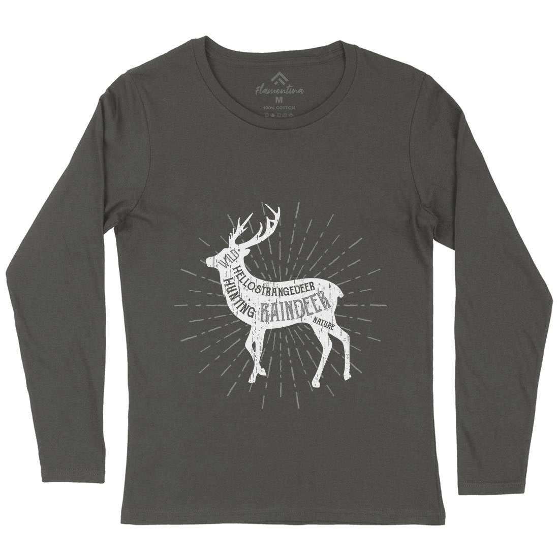 Deer Reindeer Womens Long Sleeve T-Shirt Animals B707
