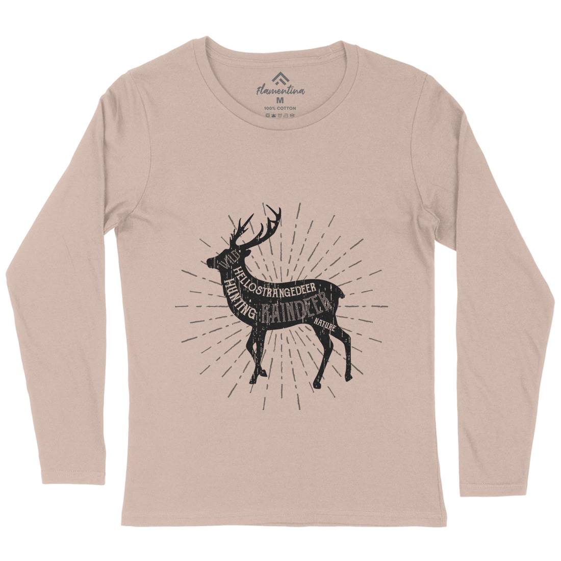 Deer Reindeer Womens Long Sleeve T-Shirt Animals B707