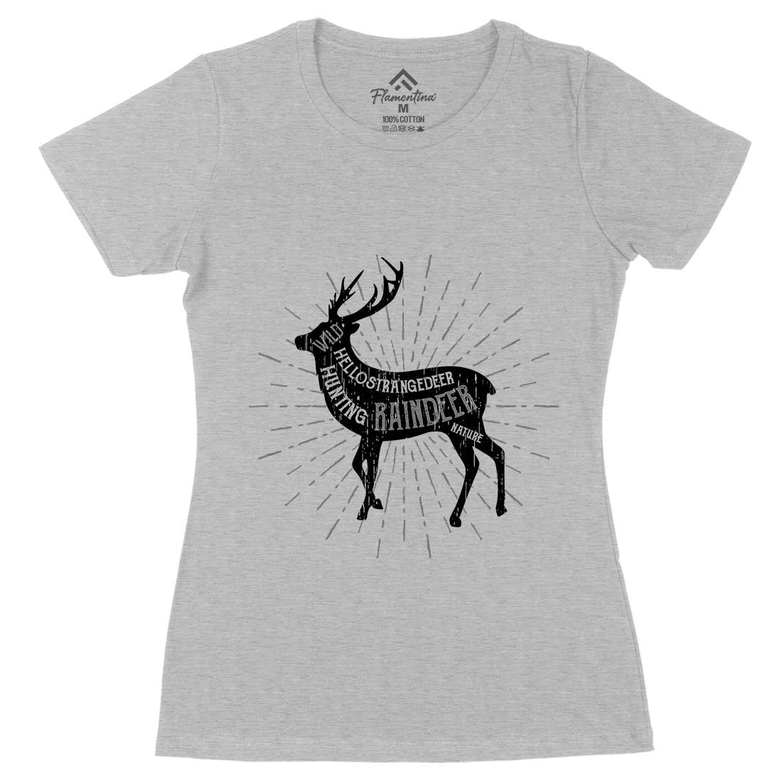 Deer Reindeer Womens Organic Crew Neck T-Shirt Animals B707