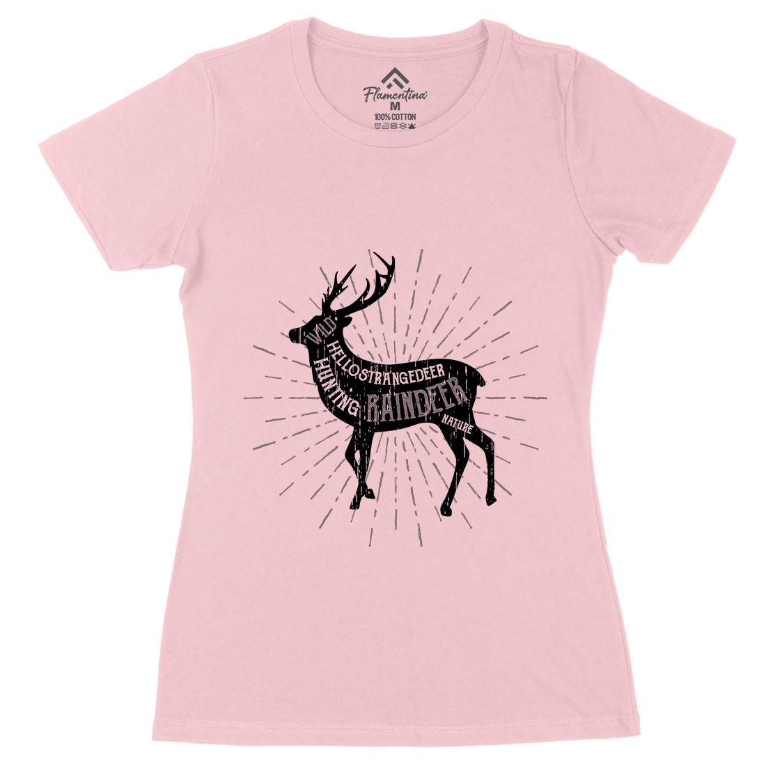 Deer Reindeer Womens Organic Crew Neck T-Shirt Animals B707