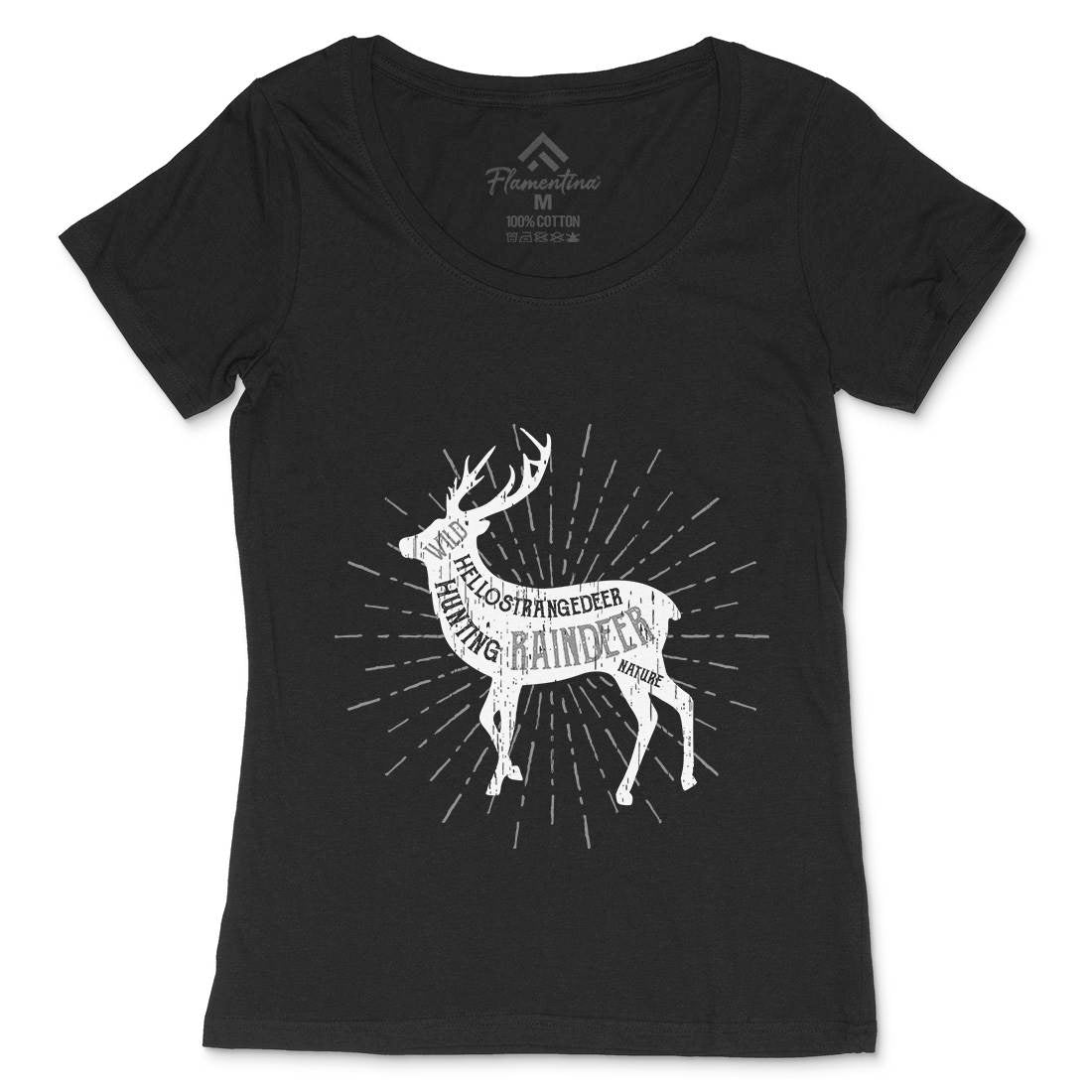 Deer Reindeer Womens Scoop Neck T-Shirt Animals B707