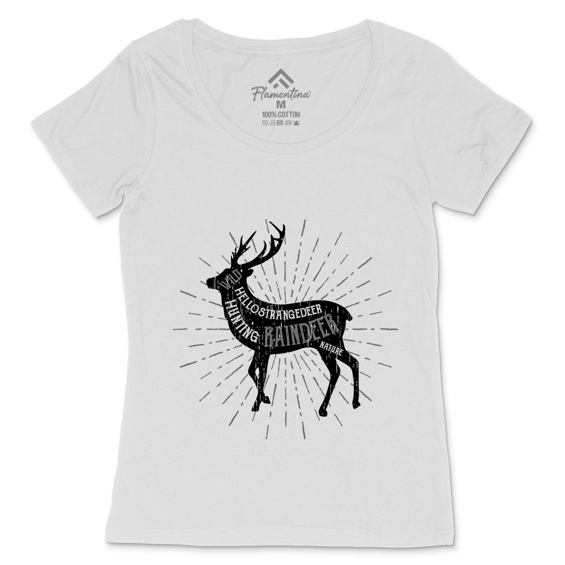Deer Reindeer Womens Scoop Neck T-Shirt Animals B707