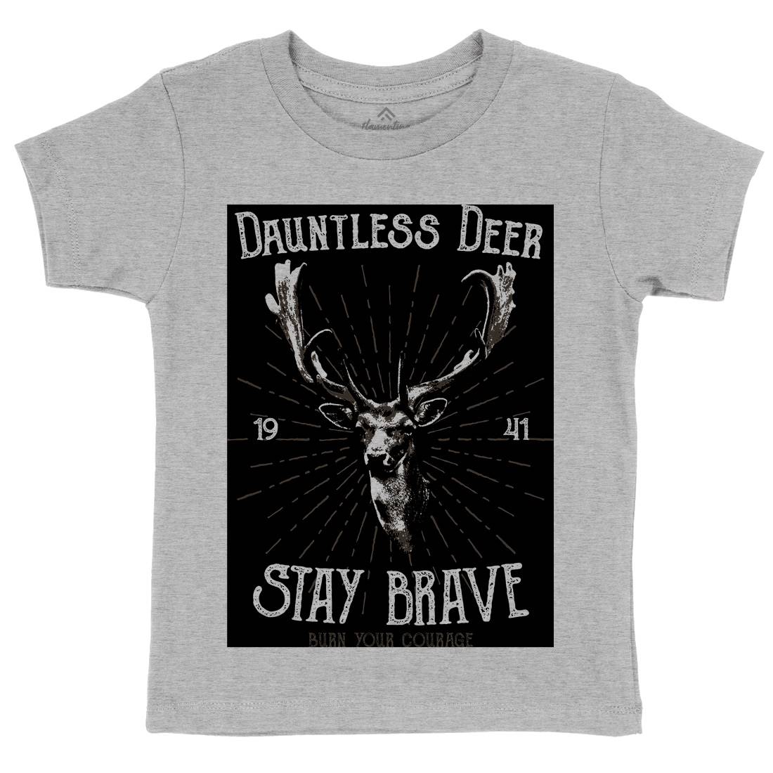 Deer Stay Brave Kids Organic Crew Neck T-Shirt Animals B708
