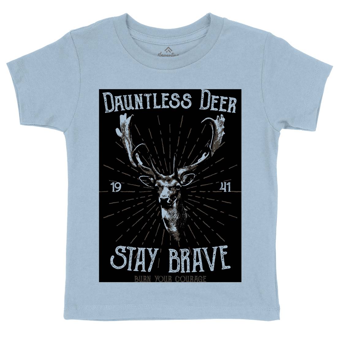 Deer Stay Brave Kids Organic Crew Neck T-Shirt Animals B708