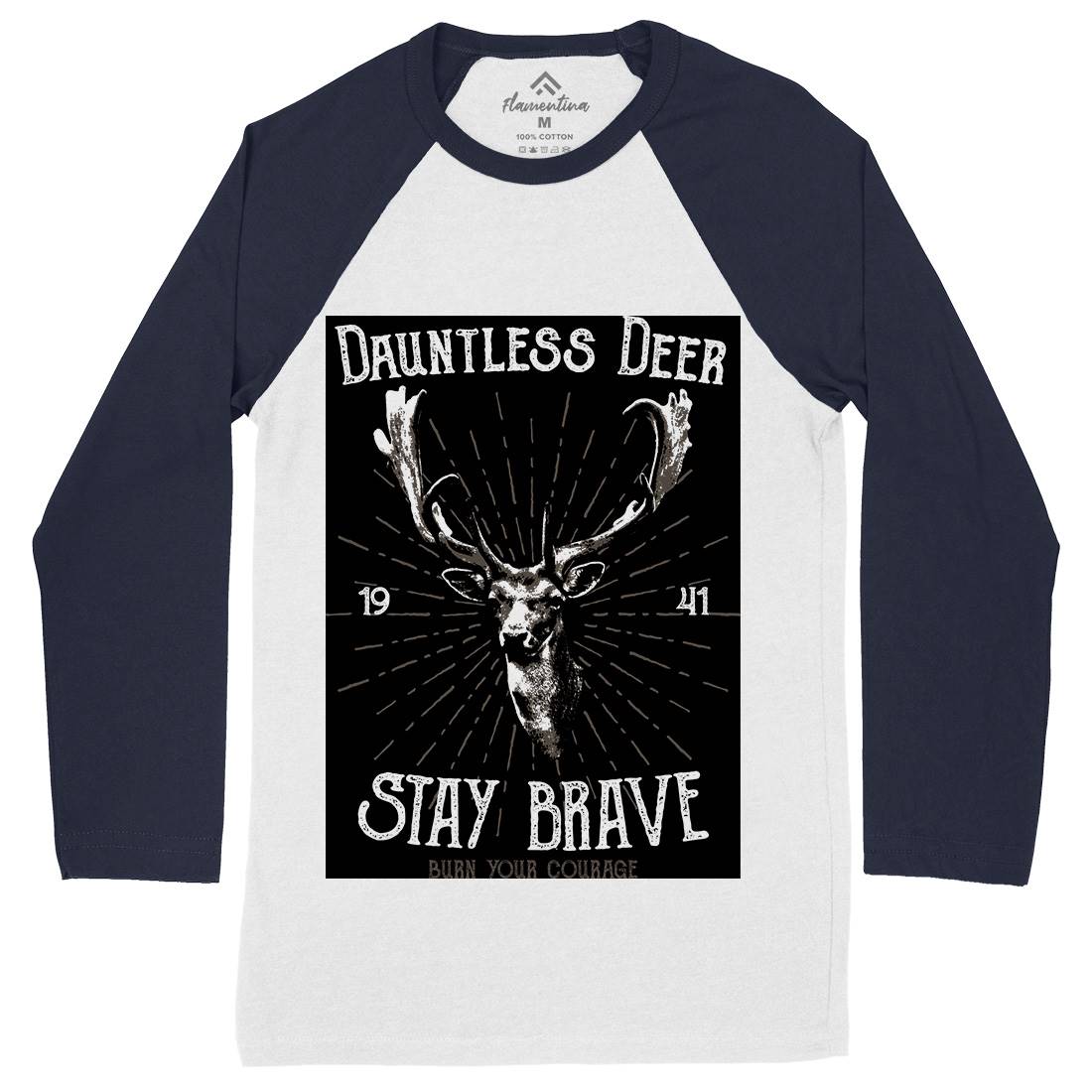 Deer Stay Brave Mens Long Sleeve Baseball T-Shirt Animals B708