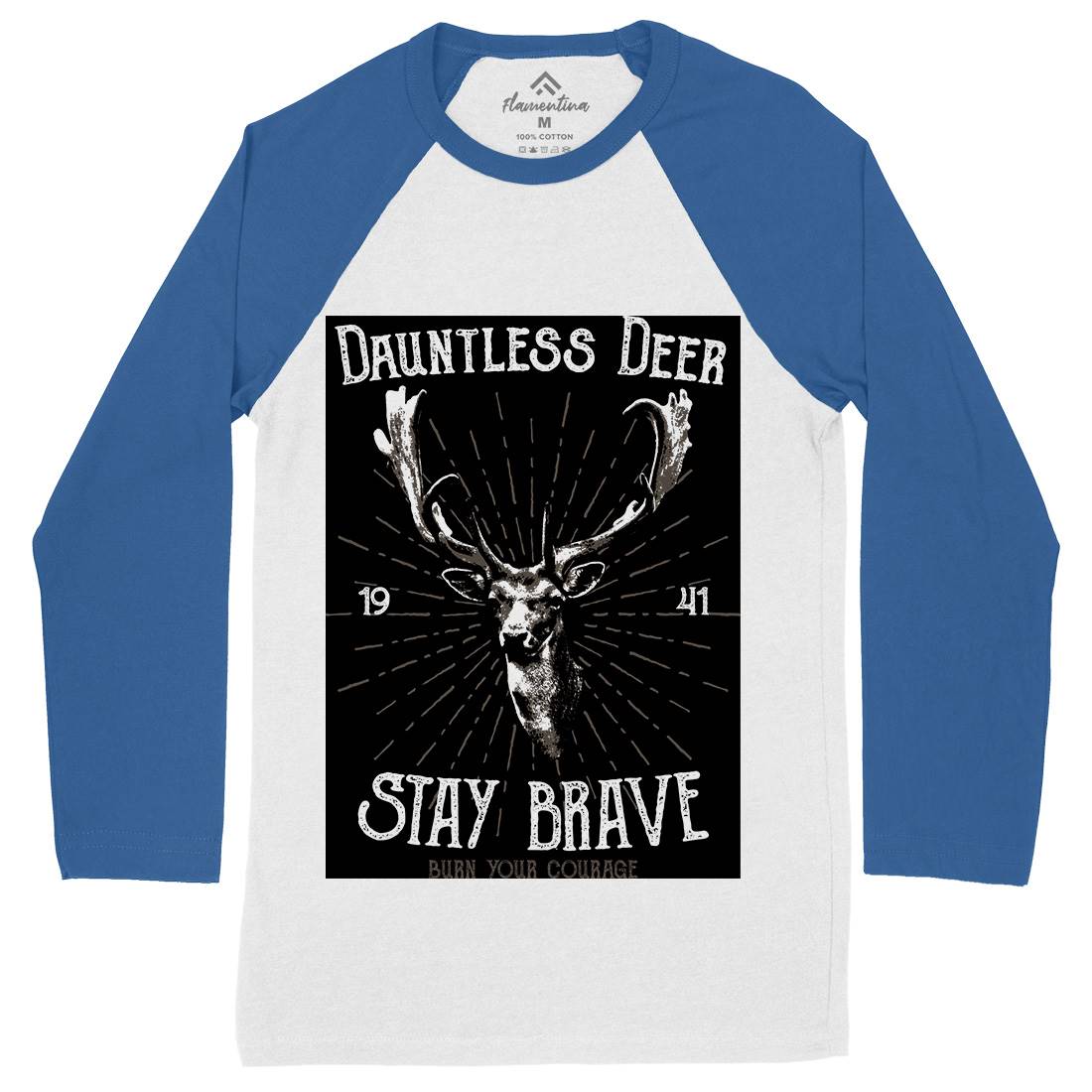 Deer Stay Brave Mens Long Sleeve Baseball T-Shirt Animals B708