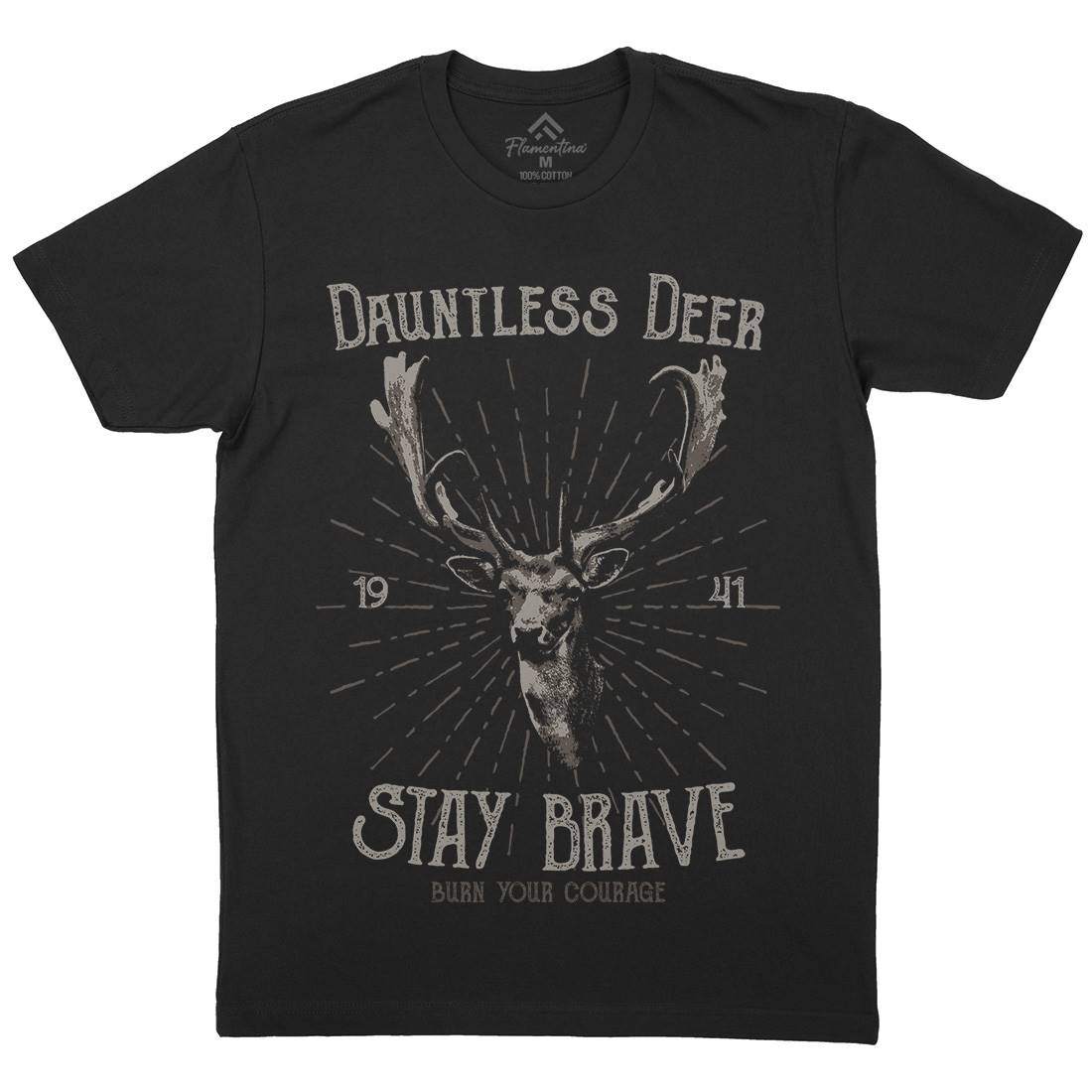 Deer Stay Brave Mens Organic Crew Neck T-Shirt Animals B708