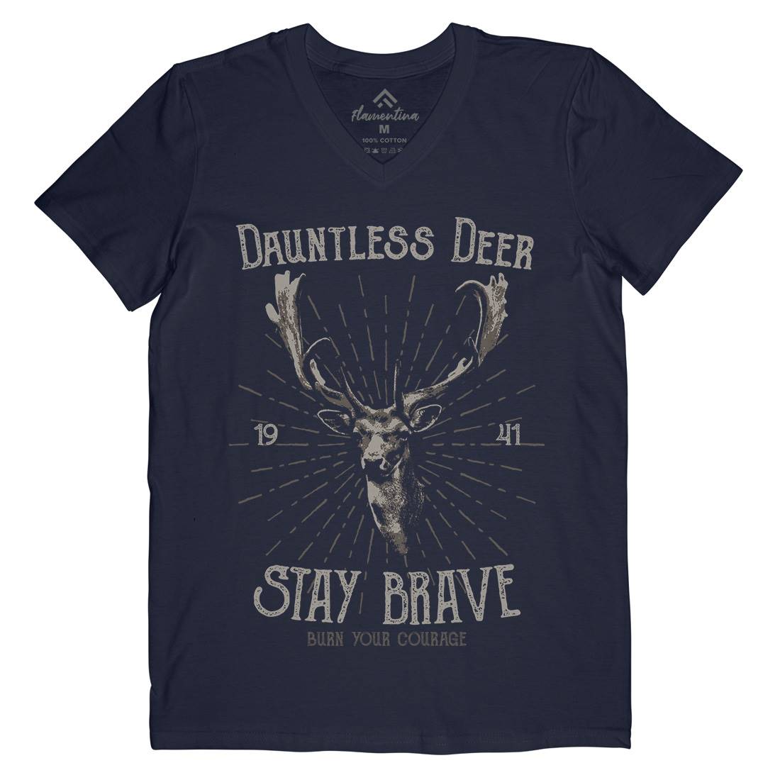 Deer Stay Brave Mens Organic V-Neck T-Shirt Animals B708