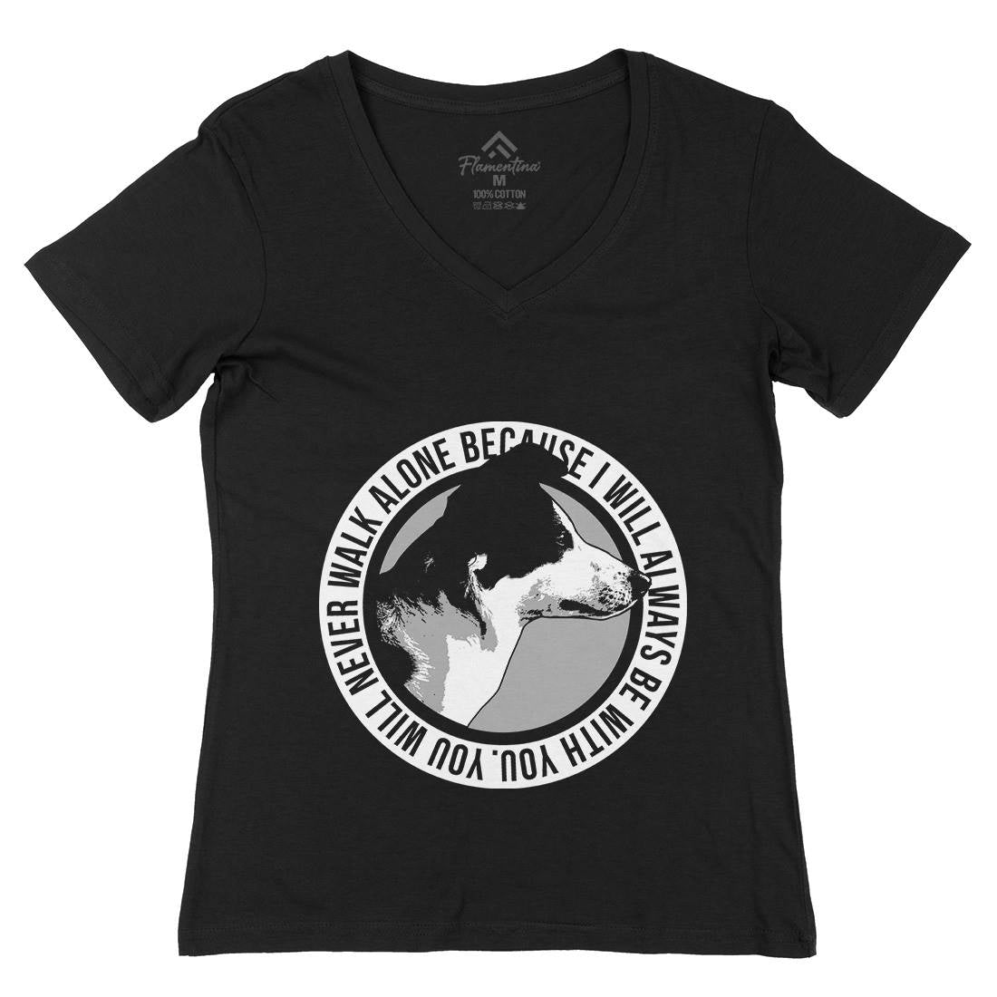 Dog Alone Womens Organic V-Neck T-Shirt Animals B709