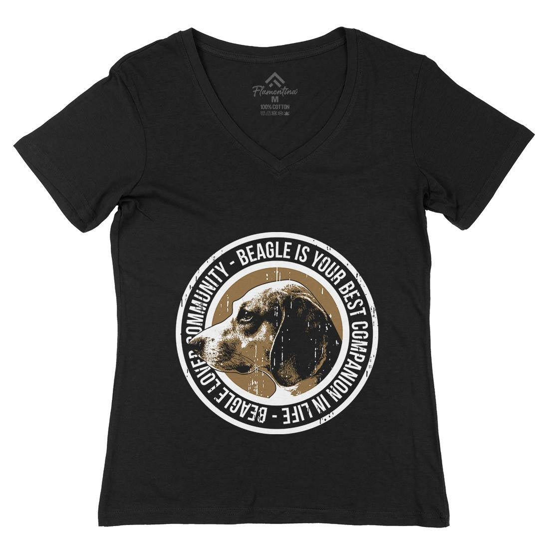 Dog Beagle Womens Organic V-Neck T-Shirt Animals B710