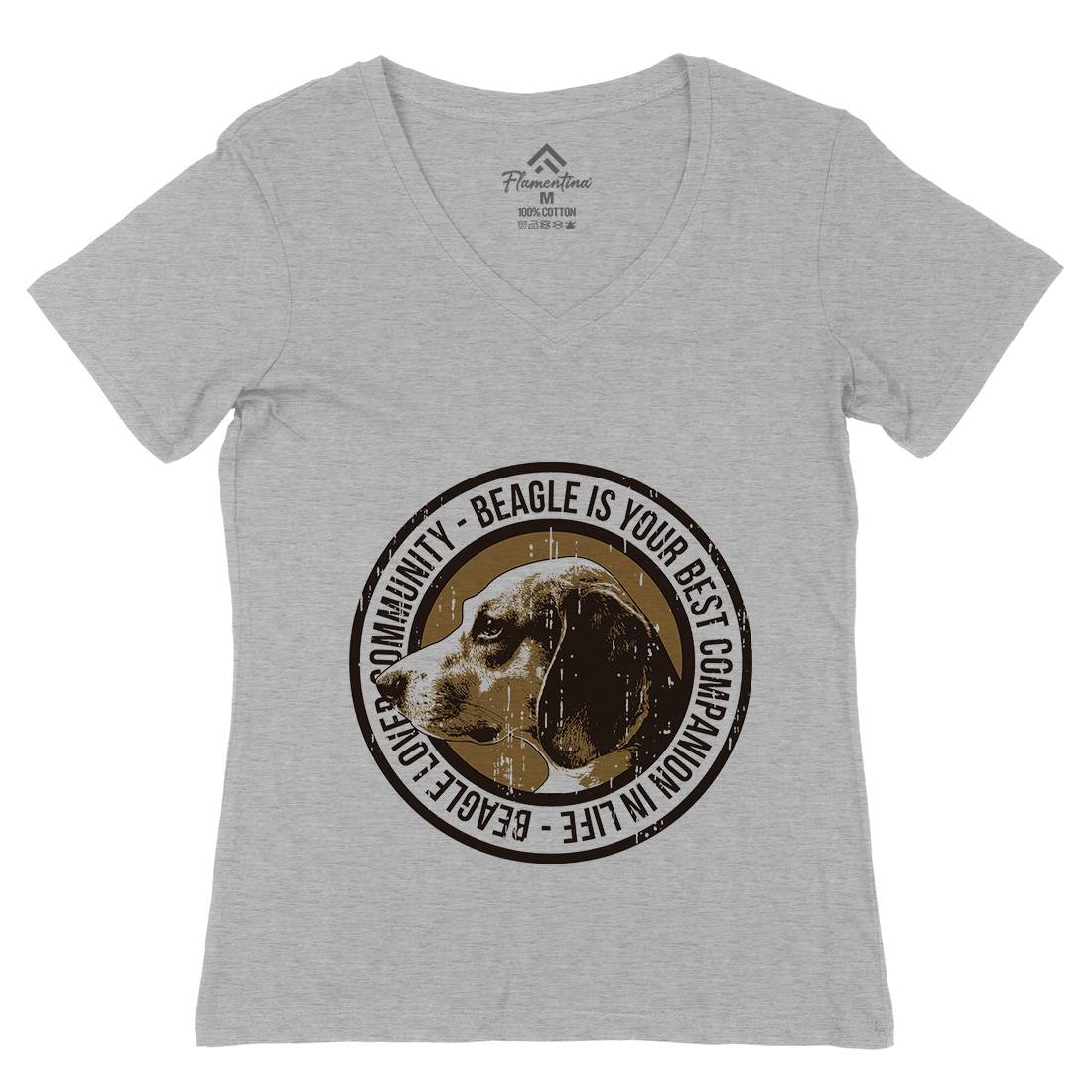 Dog Beagle Womens Organic V-Neck T-Shirt Animals B710
